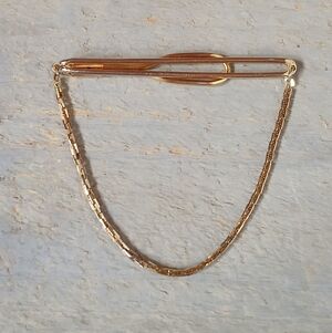 Vintage Link Chain Gold Tone SWANK Tie Bar Clip